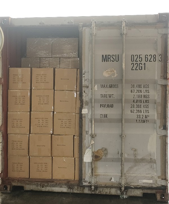 Shipments sent to the United States via 